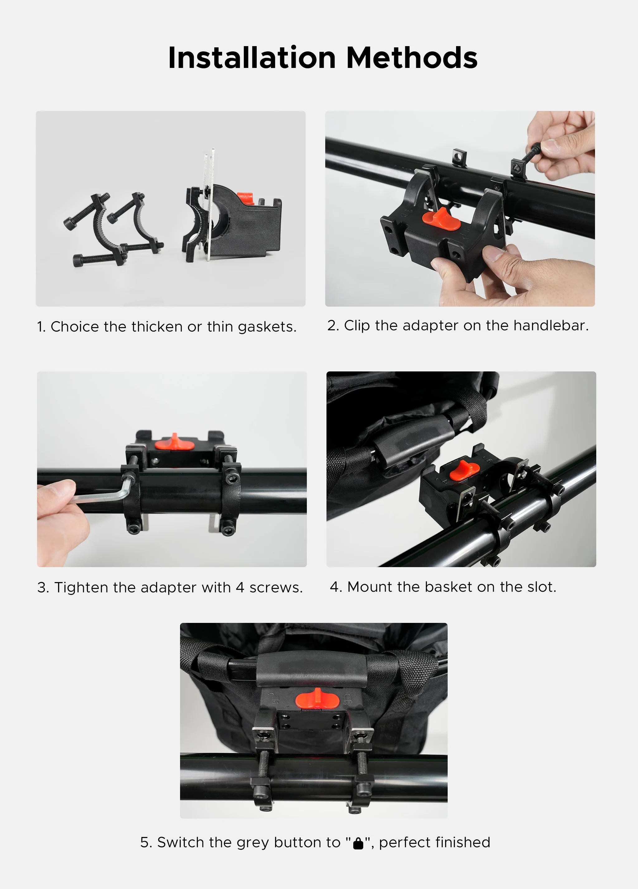 ENGWE 19L Adjustable Handlebar Basket - Bike Front Basket