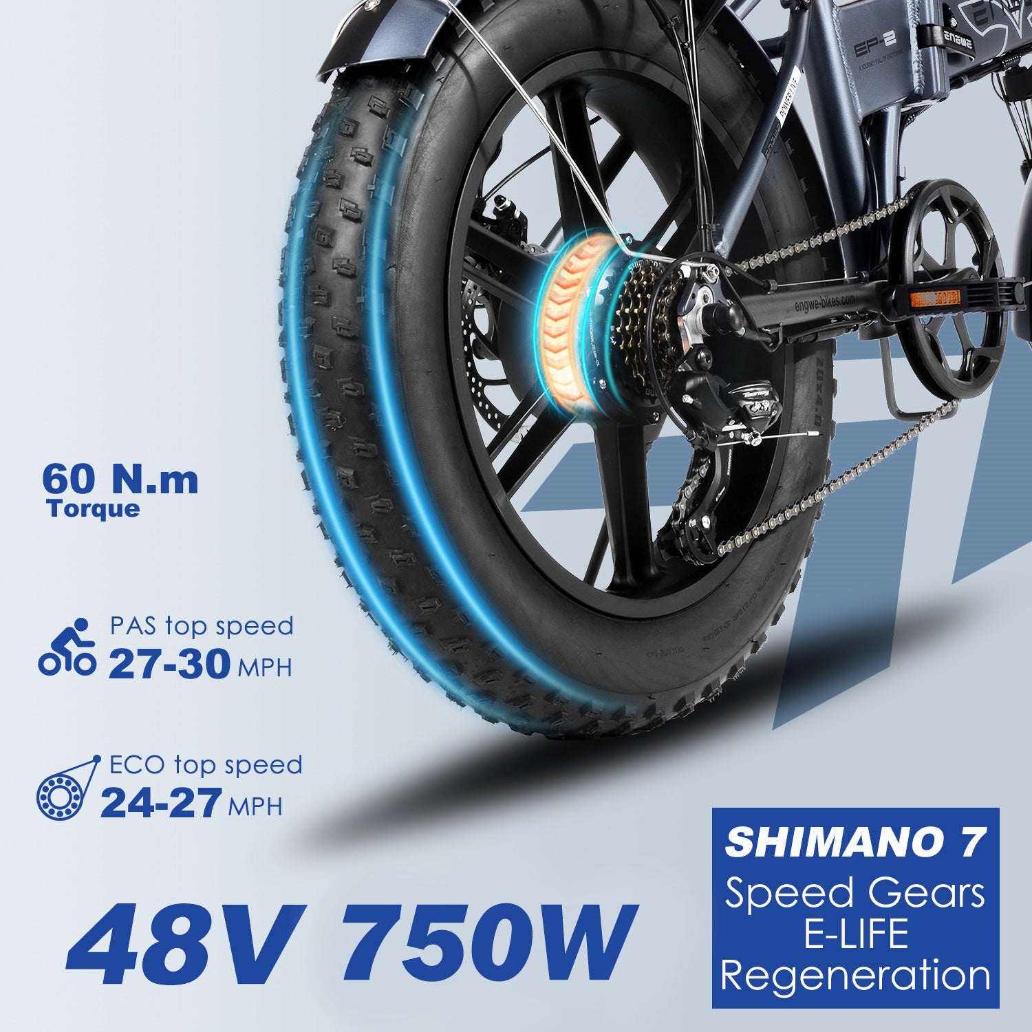 ENGWE ITALIA - EP-2 Pro (Versione Aggiornata) E-Bike Pieghevole Fat 750W